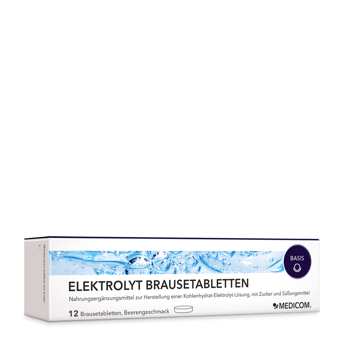 Die Produktpackung von Elektrolyt Brausetabletten von Medicom in der Vorderansicht