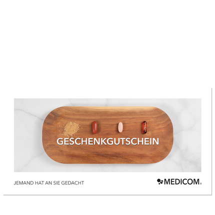 Ein Holztablett mit verschiedenen Kapseln