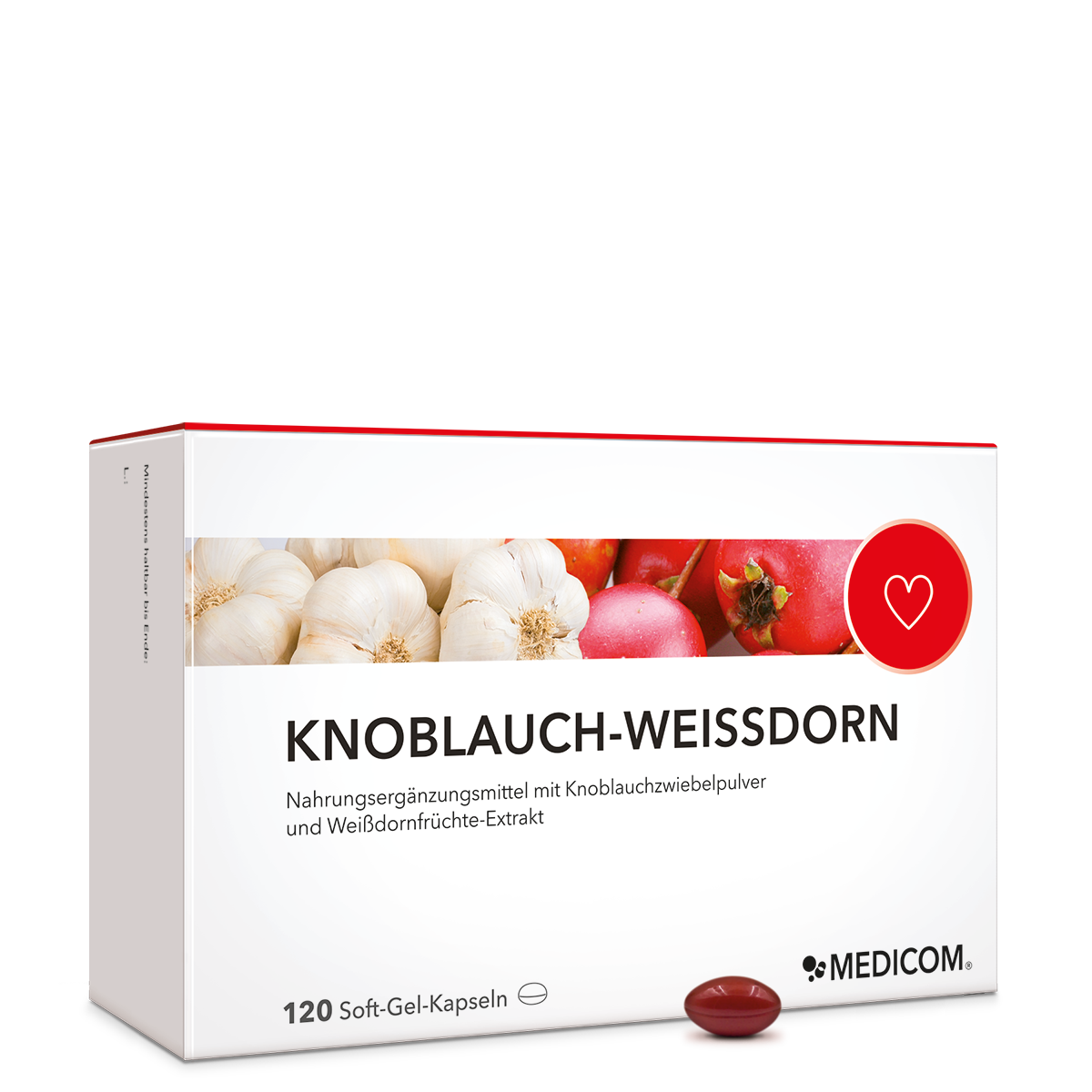 Knoblauch-Weissdorn – Vorderansicht des Herzproduktes von Medicom