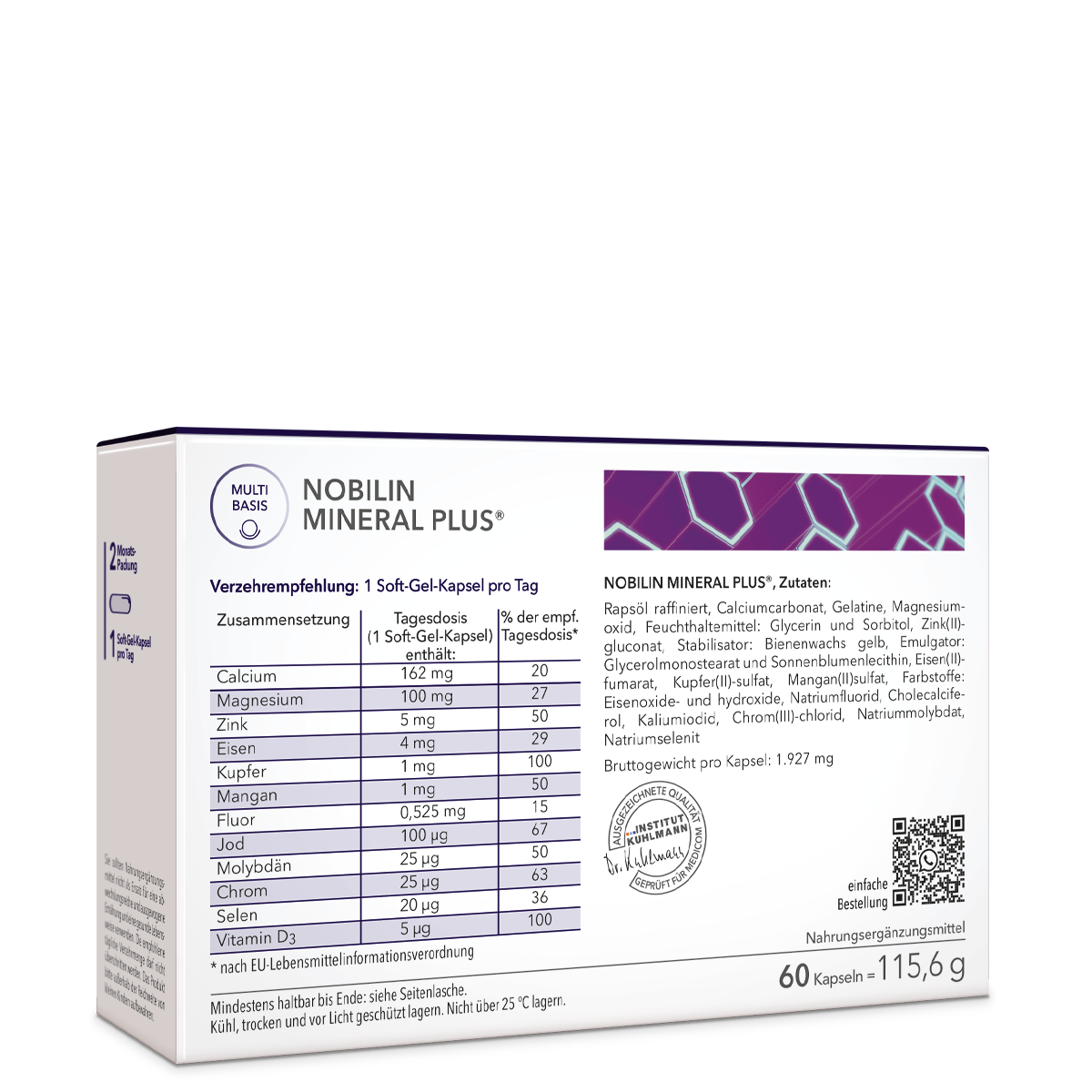 Die Rückseite der Produktpackung von Nobilin Mineral Plus®