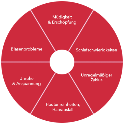 Symptome bei Frauen mit Hormonschwankungen in einem Diagramm dargestellt