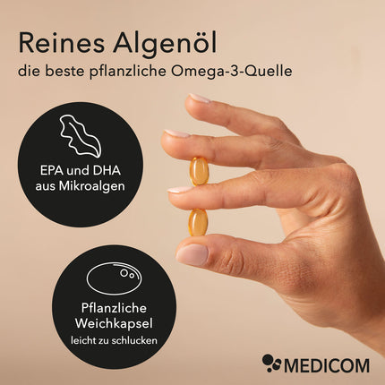 Algenölproduktinformationen: Pflanzliche Weichkapsel, EPA und DHA aus Mikroalgen