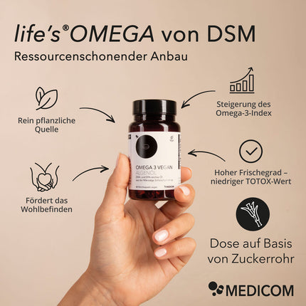Markenrohstoff life's® Omega von DSM  für Algenöl von Medicon