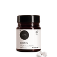 Die Produktdose von Biotin. 1 Tablette mit 5 mg Biotin