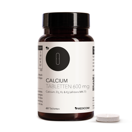 Die Produktdose von Calcium Tabletten 600 mg in der Vorderansicht