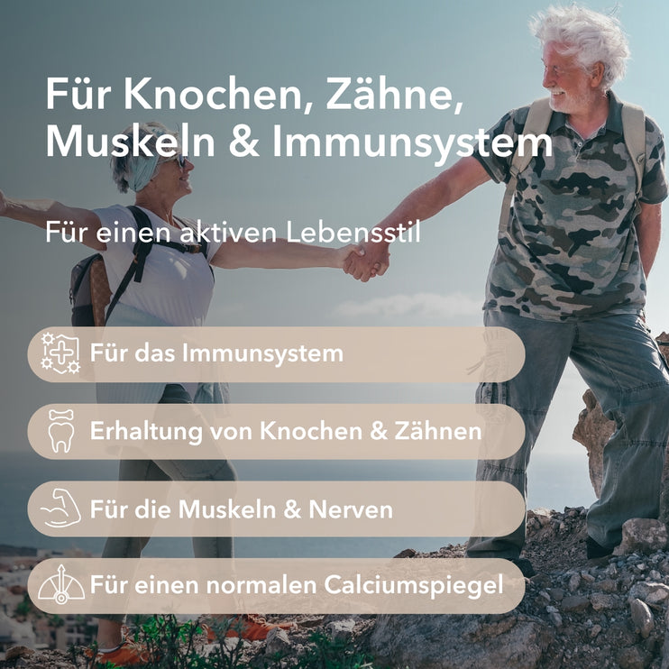 Anwendungsgebieten: zum Erhalt von Knochen & Zähnen, für das Immunsystem, für die Muskeln & Nerven, für einen normalen Calciumspiegel