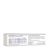 Die Produktpackung von Elektrolyt Brausetabletten von Medicom in der Rückansicht mit Angabe von Verzehrempfehlung, Zusammensetzung und Zutaten