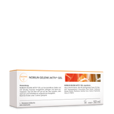 Die Rückseite der Produktpackung Nobilin Gelenk Aktiv® Gel von Medicom mit Angabe von Anwendung und Zutaten