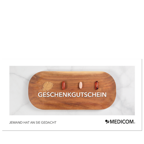 Ein Holztablett mit verschiedenen Kapseln