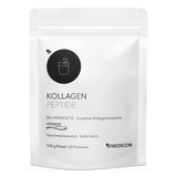 Der Zippbeutel von Kollagen Peptide von Medicom mit bioaktiven Kollagenpeptiden –  in der Vorderansicht