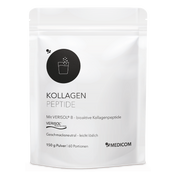 Der Zippbeutel von Kollagen Peptide von Medicom mit bioaktiven Kollagenpeptiden –  in der Vorderansicht