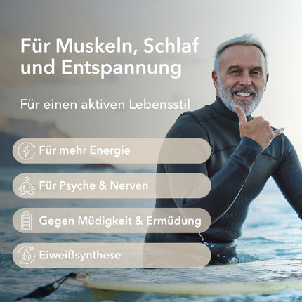 Produktinformationen zu Magnesium Citrat Kapseln mit Anwendungsgebieten: für Muskeln, Schlaf und Entspannung, Energie, Psyche und Nerven, Müdigkeit und Ermüdung, Eiweißsynthese