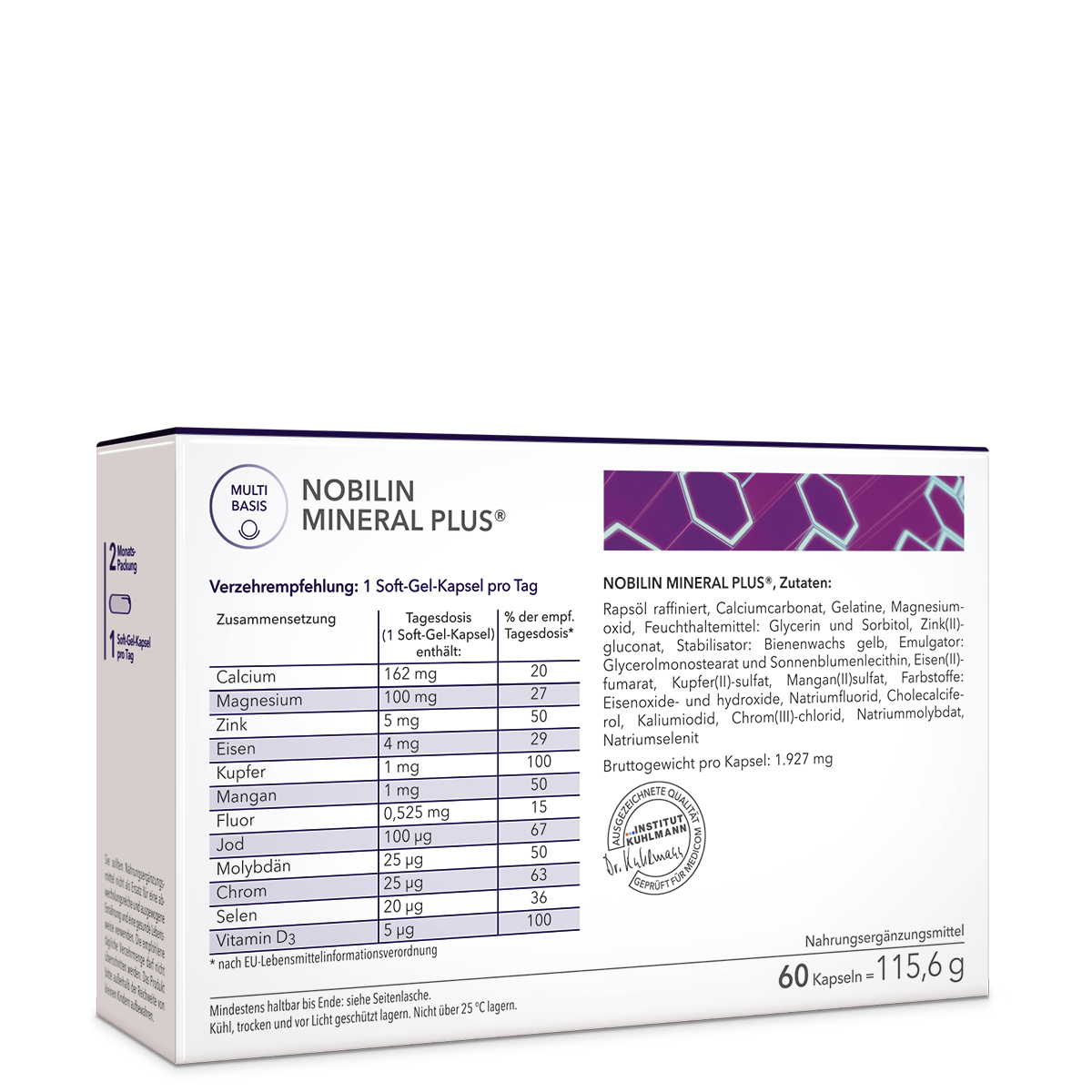 Die Rückseite der Produktpackung von Nobilin Mineral Plus®