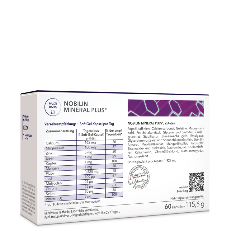 Die Rückseite der Produktpackung von Nobilin Mineral Plus®