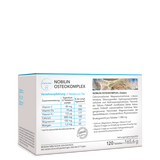 Nobilin Osteokomplex – die Rückseite der Produktpackung mit genauer Angabe von Verzehrempfehlung, Zutaten und Zusammensetzung
