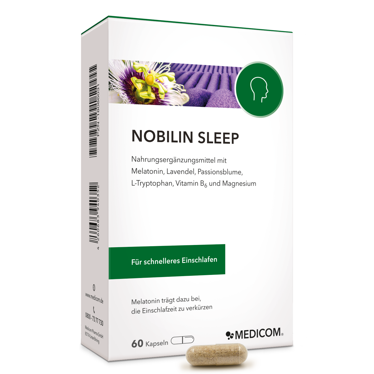 Die Vorderseite der Packung Nobilin Sleep von Medicom