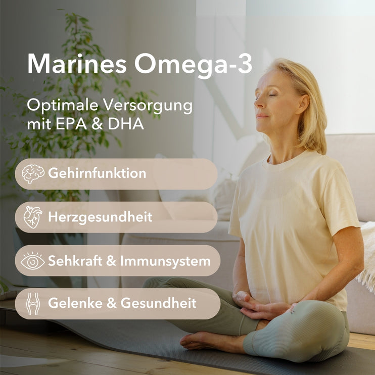 Produktinformationen zu Nobilin Krillöl® Omega 3 Plus mit der Angabe von Anwendungsgebieten: Gehirnfunktion, Herzgesundheit, Sehkraft und Immunsystem sowie Gelenke und Hautgesundheit
