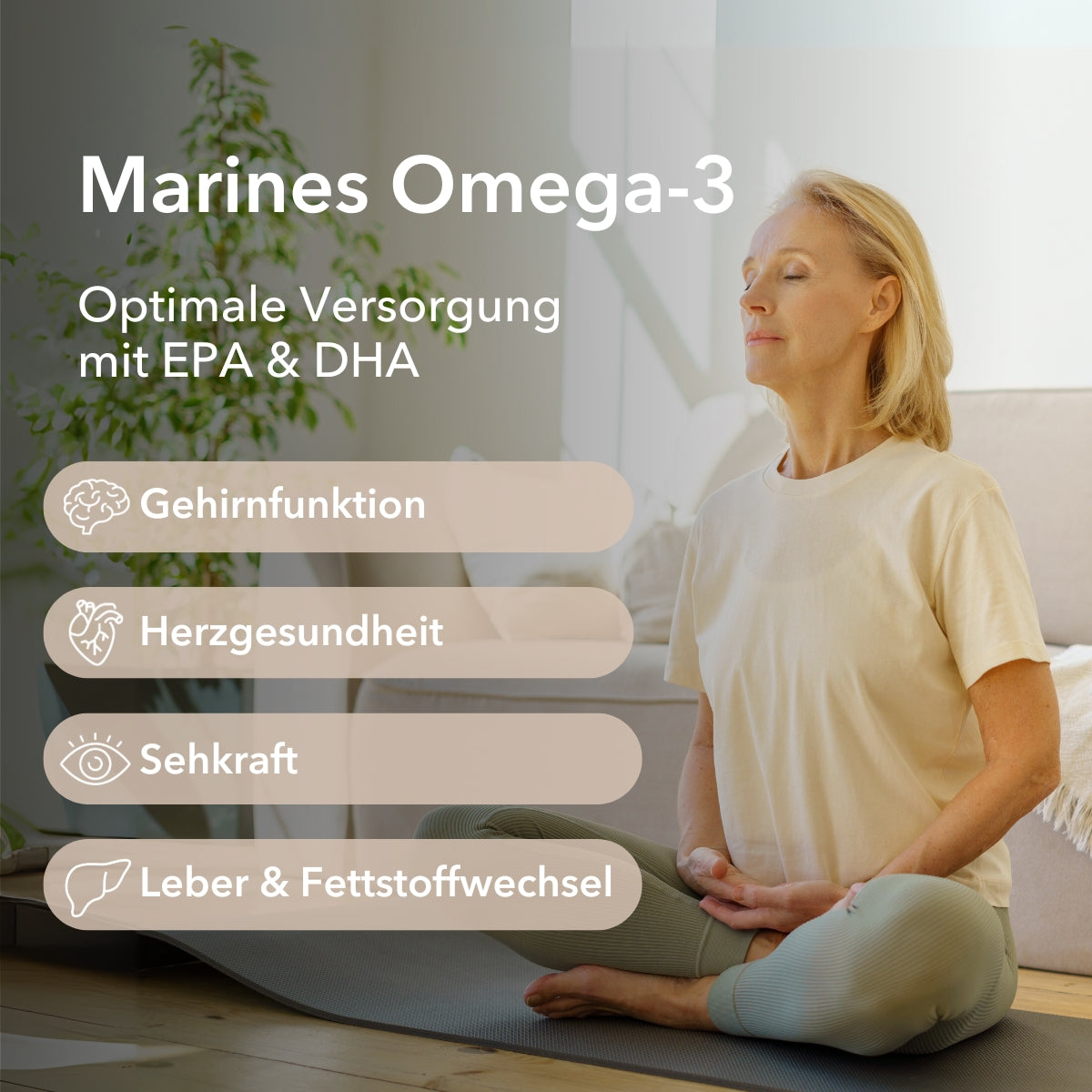 Produktinformationen zu Nobilin Krillöl® Forte mit der Angabe von Anwendungsgebieten: Gehirnfunktion, Herzgesundheit, Sehkraft sowie Leber und Fettstoffwechsel.