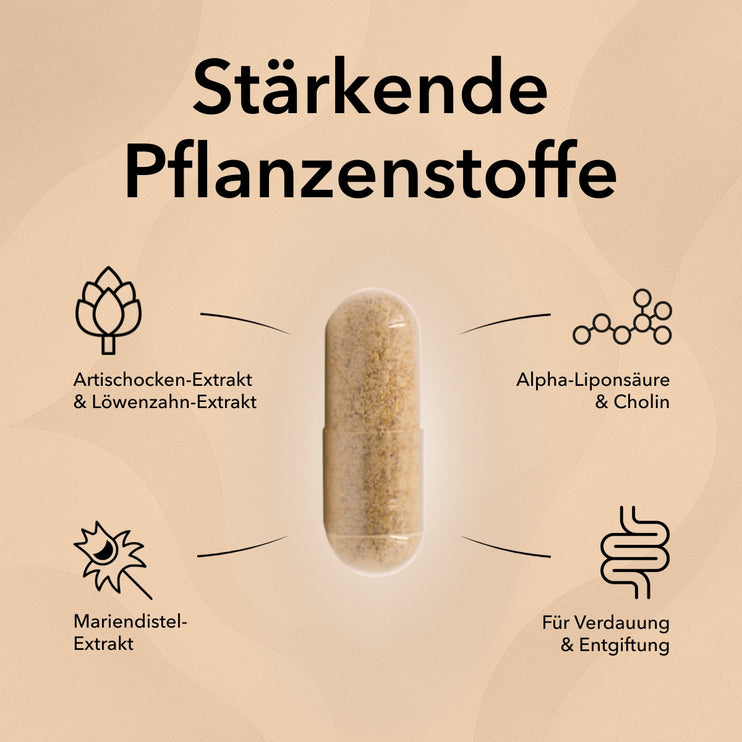 Produktinformationen zu Nobilin Leber Vital: Artischoken-Extrakt, Löwenzahn-Extrakt Alpha-Liponsäure, Cholin, Mariendistel-Extrakt. Gut für die Verdauung und Entgiftung. Die Kapsel von Nobilin Gelenk Complex in der Mitte