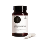 Die Produktdose von Nobilin Mineral Plus® und zwei Kapseln vor der Produktdose.