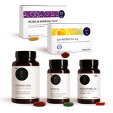 Nobilin Premium Selection Gold: Die sinnvoll dosierte Produktkombination von Medicom mit Nobilin Q10 Multivitamin®, QH Mono 50 mg, Nobilin Mineral Plus®, Nobilin Antiox® und Nobilin Krillöl® Omega 3 Plus
