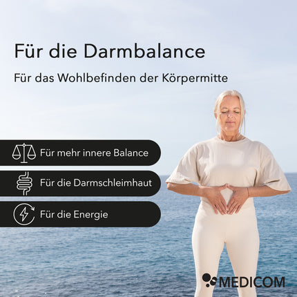 Produktinformationen zu ProBasis wie folgt: für die Darmbalance, für das Wohlbefinden der Körpermitte, für mehr innere Balance, für die Darmschleimhaut, für die Energie.