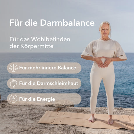 Produktinformationen zu ProBasis wie folgt: für die Darmbalance, für das Wohlbefinden der Körpermitte, für mehr innere Balance, für die Darmschleimhaut, für die Energie.