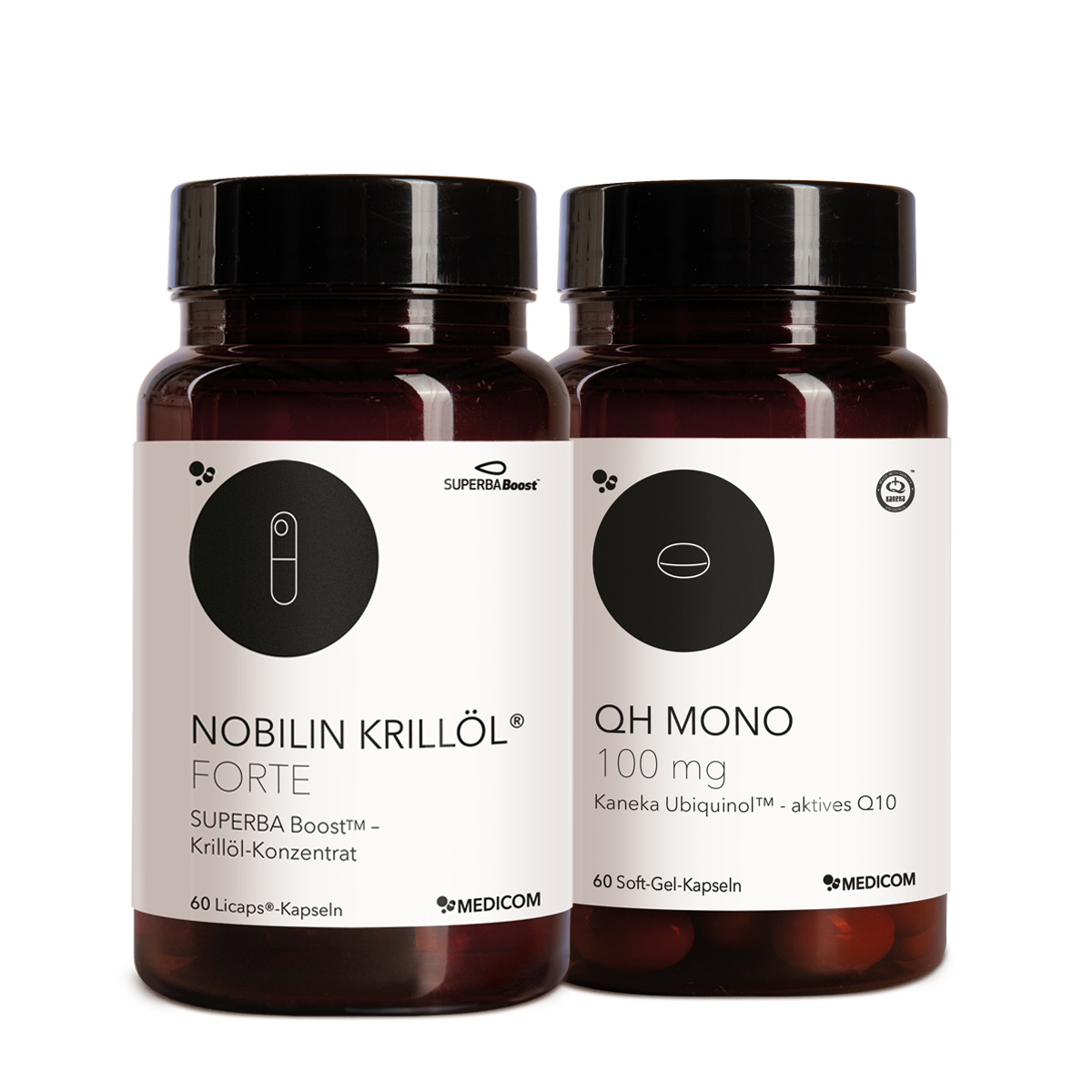 Das Duo Nobilin Krillöl® Forte und QH Mono 100  mg – zwei Bestsellerprodukte von Medicom im Bundle