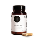 Quercetin von Medicom – die Produktdose von Quercetin mit zwei Kapseln im Vordergrund