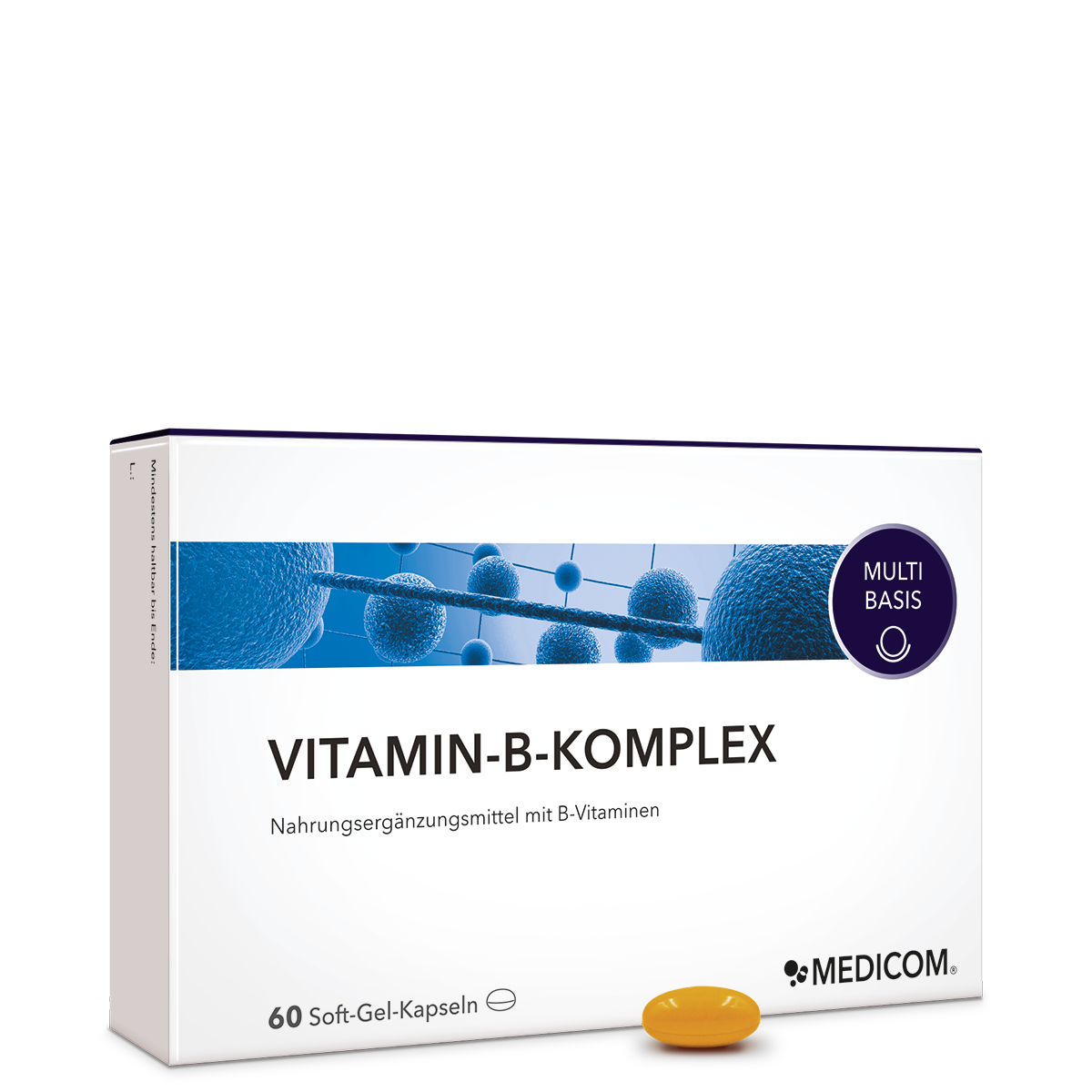 Die Vorderseite der Produktpackung Vitamin-B-Komplex