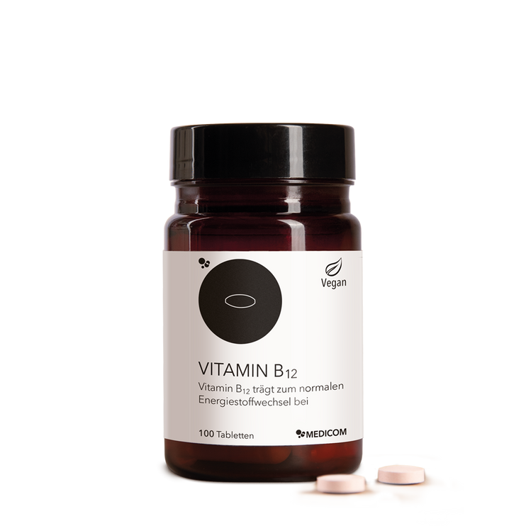 Die Vorderseite der Produktpackung Vitamin B12