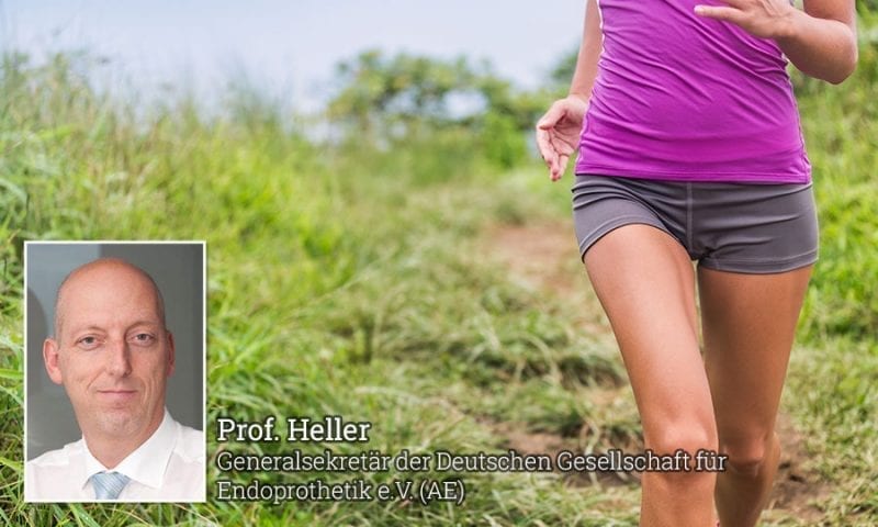 Portraitbild von Prof. Heller neben einer joggenden Frau