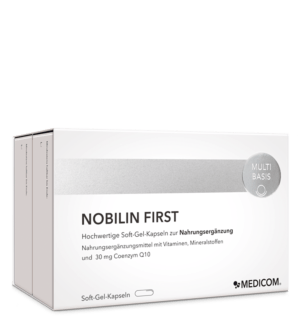 Nobilin First – hochwertige Mikronährstoff-Kombination aus Nobilin Q10® Multivitamin und Nobilin Mineral Plus