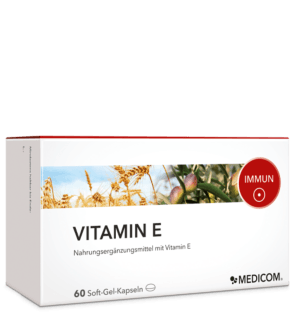 Vitamin E von Medicom in der Soft-Gel-Kapsel. 134,2 mg natürliches Vitamin E in einer Kapsel