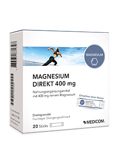 Magnesium Direkt 400 mg – Die Vorderseite der Packung von Medicom