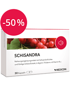 Jetzt mit 50% Rabatt – Schisandra kombiniert mit Ginkgo-biloba, L-Arginin, Folsäure und Vitamin B12