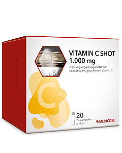 Die Vorderseite der Packung von Vitamin C Shot 1.000 mg