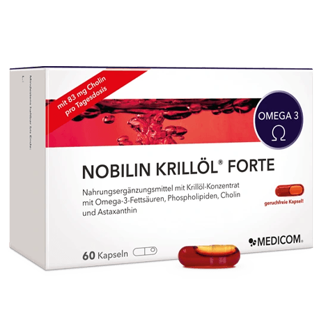 Die Produktpackung von Nobilin Krillöl Forte
