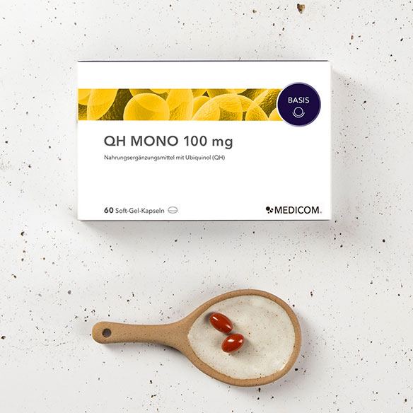 Die Packung von QH Mono 100 mg von Medicom